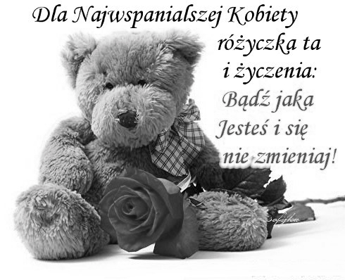 Pluszowy miś z różami i życzeniami na dzień kobiet